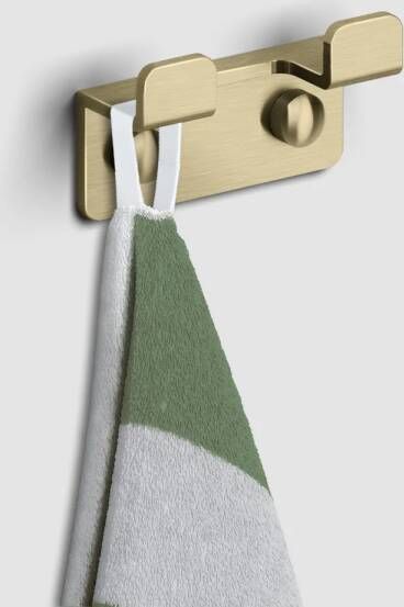 Clou Dubbele Kledinghaak Fold Goud Geborsteld PVD