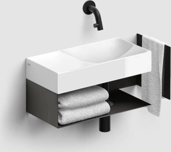 Clou Vale Open Kast 46x19x18.5cm links met handdoekhouder zwart CL 07.36.161.21.L - Foto 2