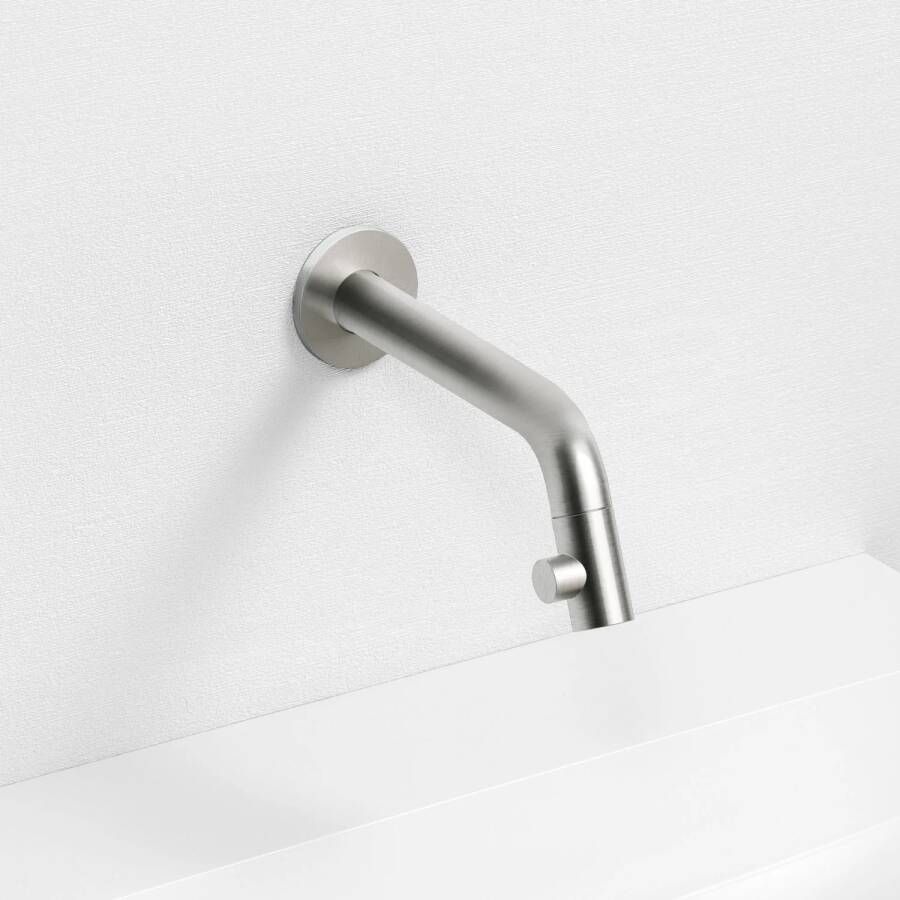 Clou Kaldur fonteinkraan 2x6.8cm lange uitloop wandmontrage RVS geborsteld CL 06.05.002.41