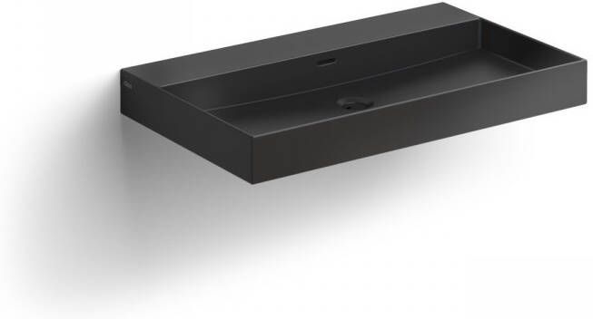 Clou New Wash Me Wastafel 70x42x8 cm Met 3 Voorbewerkte Kraangaten Zwart Mat Keramiek
