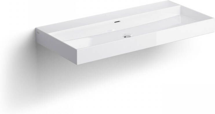 Clou New Wash Me Wastafel 90x42x8 cm Met 3 Voorbewerkte Kraangaten Glanzend Wit Keramiek