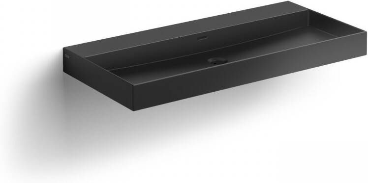 Clou New Wash Me Wastafel 90x42x8 cm Met 3 Voorbewerkte Kraangaten Zwart Mat Keramiek