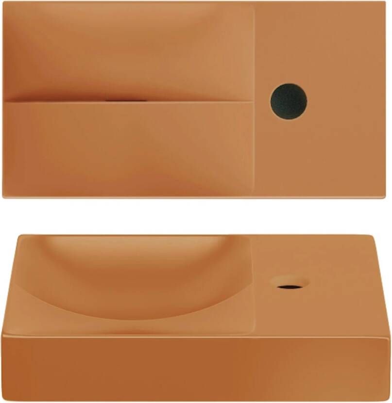 Clou Flush 3 Fontein Met Kraangat Rechts Mat Italiaans Zand Keramiek 36 cm