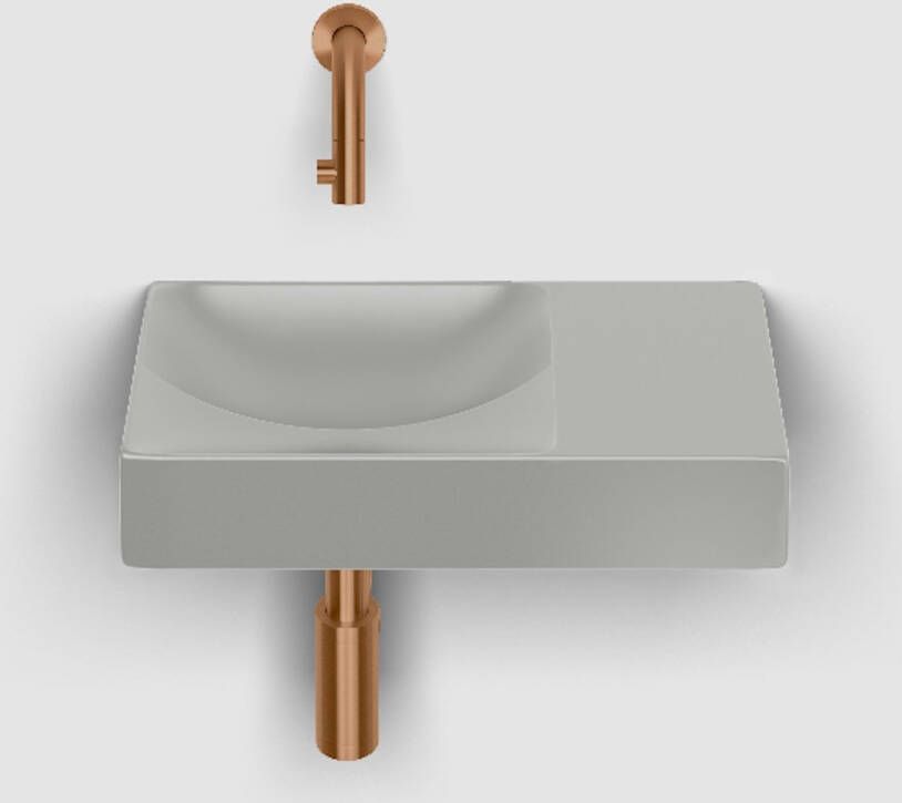 Clou Vale Fontein Met Voorbewerkt Kraangat Rechts Met Geintegreerde Afvoer Mat Grijs Keramiek 38 cm
