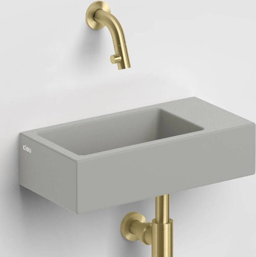 Clou Vale Fontein Zonder Kraangat Rechts Mat Grijs Keramiek 38 cm