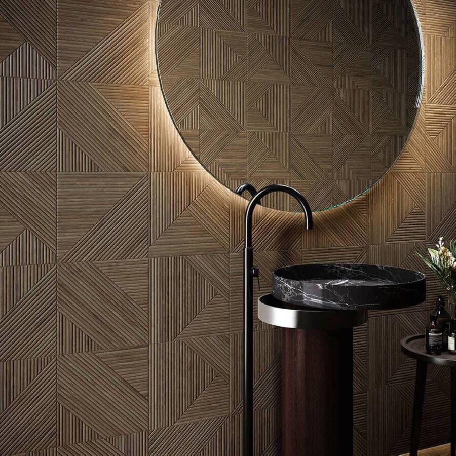 Colorker Wandtegel Tangram 31.6x100 cm Mat Walnut