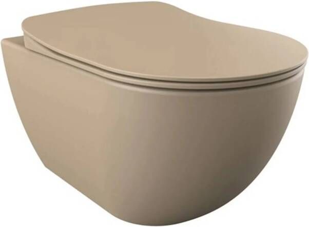 Boss & Wessing Wandcloset BWS Freedom Randloos Met Bidet Mat Cappuccino (Exclusief zitting)