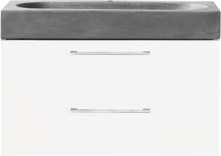 Differnz Somero badkamermeubelset FSC wastafel beton 60 cm hoogglans wit 36.104.90