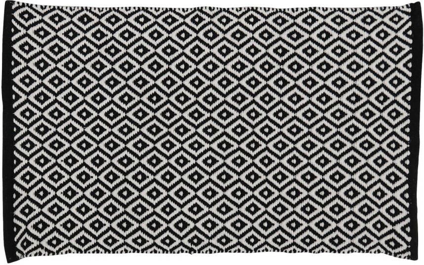 Differnz Wales Badmat 100% katoen zwart wit 50 x 80 cm 31.110.03