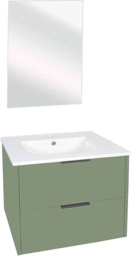 Differnz Bolo badkamermeubelset 61x50x46cm FSC MFC board Wit keramiek Groen mat 36.012.14 - Foto 1