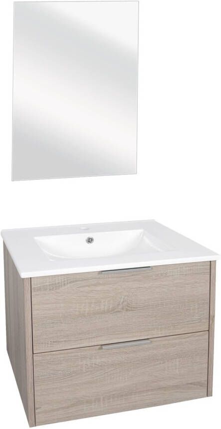 Differnz Bolo badkamermeubelset 61x50x46cm FSC MFC board Wit keramiek licht eiken mat 36.012.16 - Foto 2