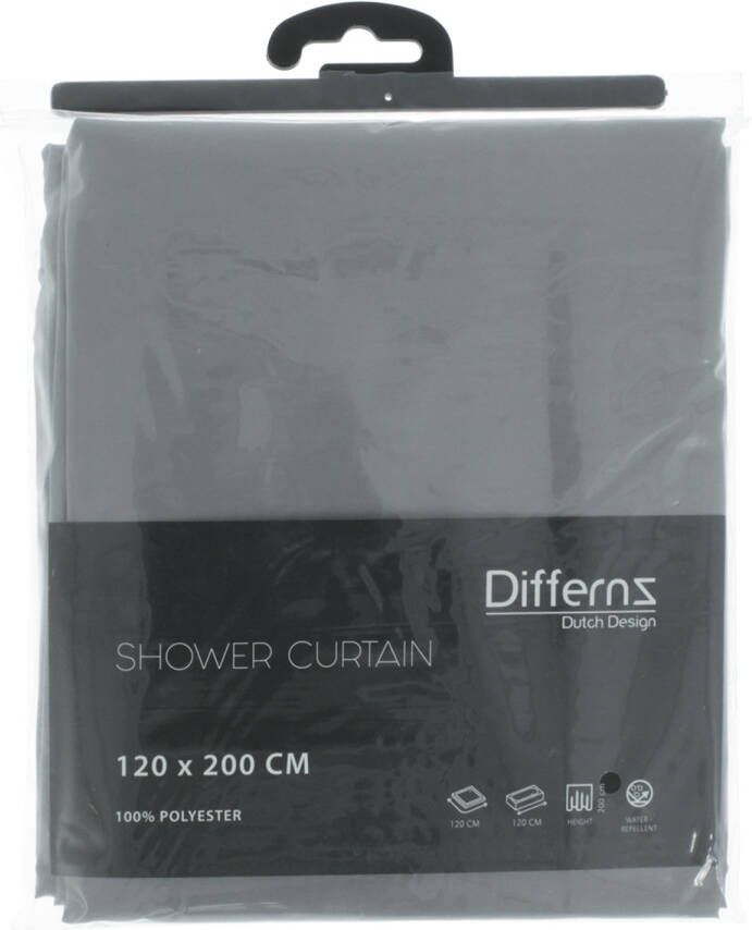 Differnz Color douchegordijn verzwaarde onderzoom 100% Polyester grijs 120 x 200 cm - Foto 2