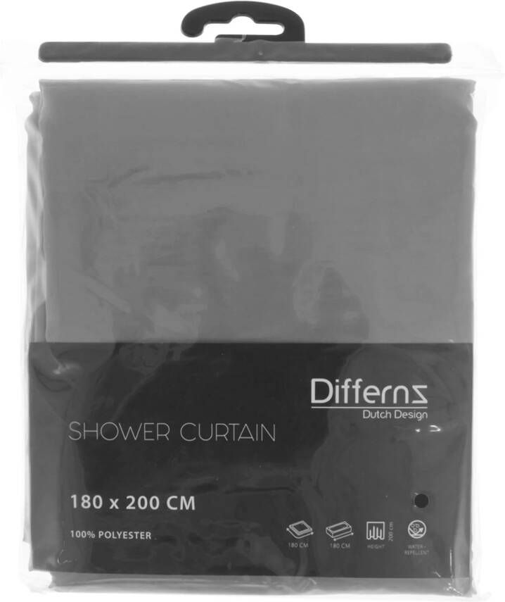 Differnz Color douchegordijn verzwaarde onderzoom 100% Polyester grijs 180 x 200 cm - Foto 2