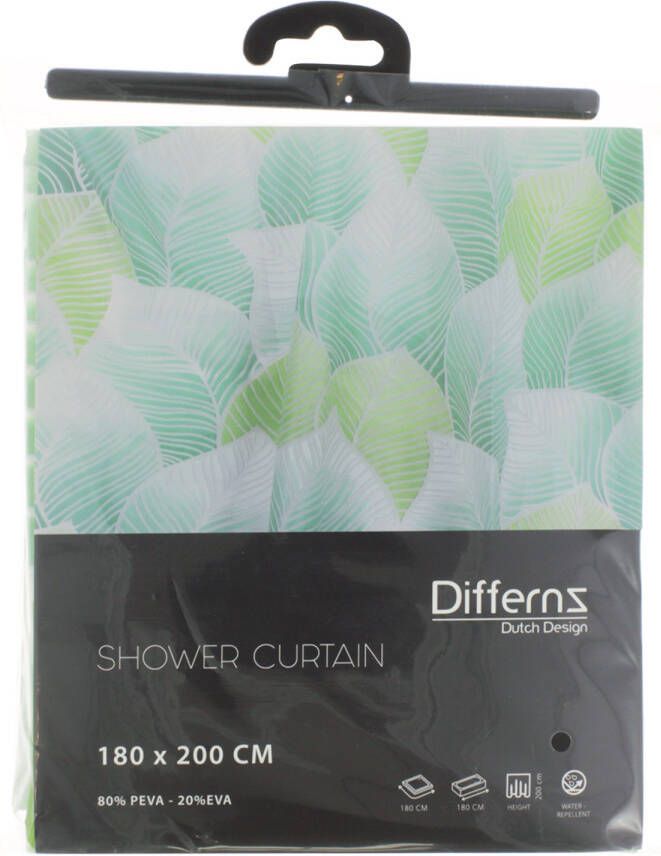 Differnz Greens douchegordijn waterdicht 100% PEVA groen wit 180 x 200 cm - Foto 3