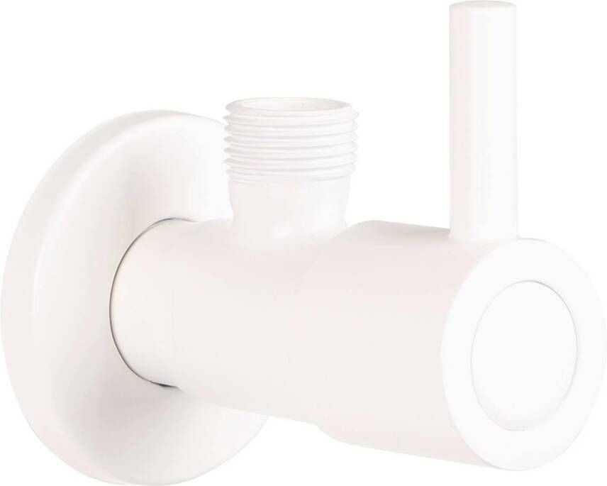 Differnz Hoekstopkraan Met Rozet 1 2x3 8 mm Mat Wit