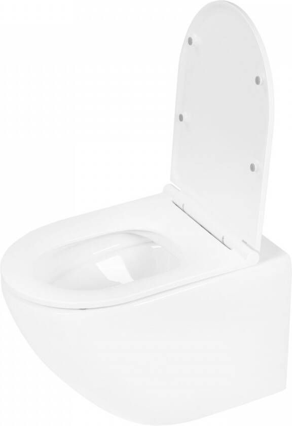 Differnz wandcloset Spoelrandloos 51.5x35.5cm met softclose zitting glans wit 38.500.04