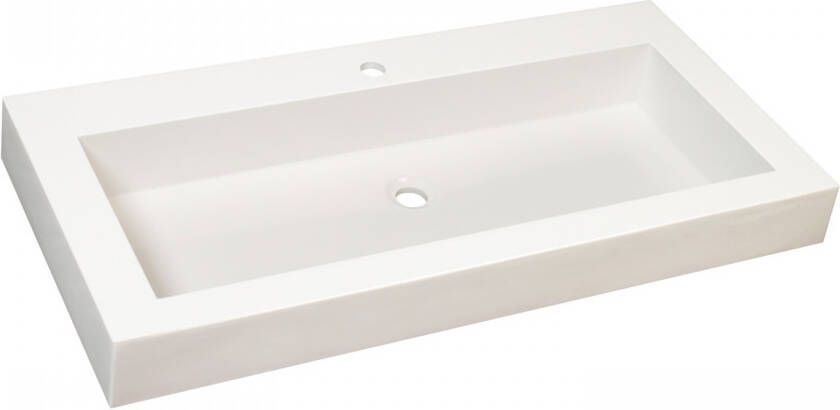 Differnz Force Wastafel 100x10x48cm 1 kraangat 1 wasbak Polybeton Wit 36.009.18