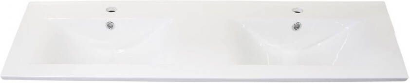 Differnz Wastafel 120x15x45cm 2 kraangaten 2 wasbakken Polybeton Wit 36.701.20