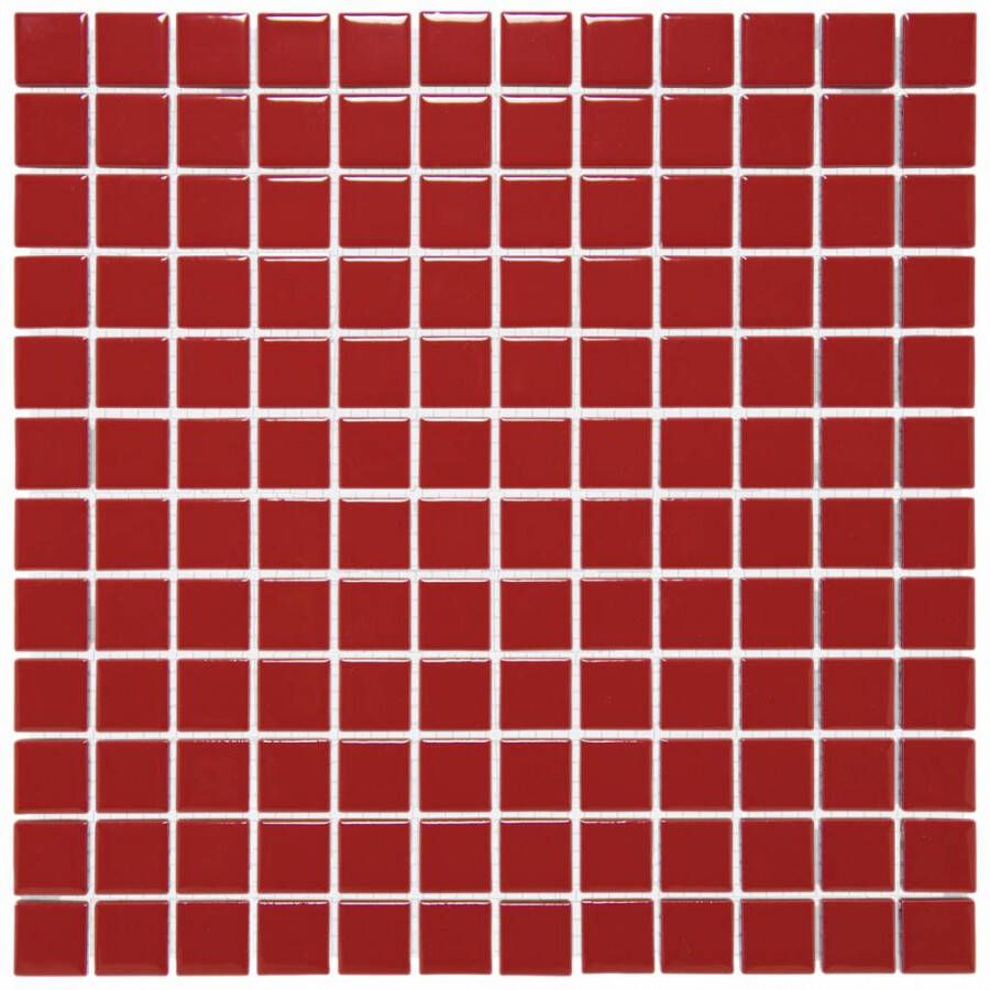 The Mosaic Factory Barcelona mozaïektegel 2.3x2.3x0.6cm wandtegel voor binnen en buiten vierkant porselein Rood AF230053 online kopen
