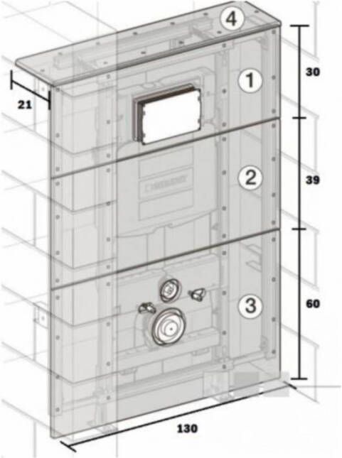 Geberit Gis easy gipskartonplaten voor toiletmodule met reservoir UP300 en UP320 front 130x130cm 442331001 - Foto 4