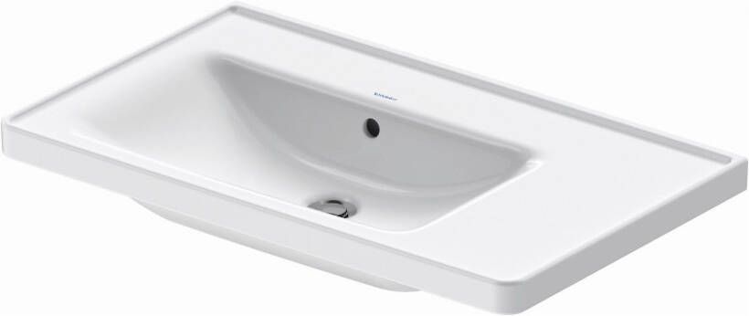 Duravit D-Neo meubelwastafel asymmetrisch met kraangat overloop aflegvlak rechts en WonderGliss 80 x 48 cm wit