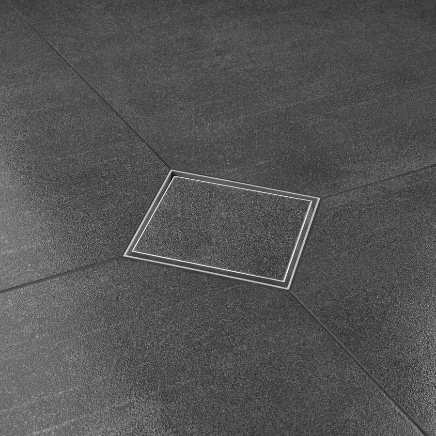 Easy Drain Aqua Plus Quattro Vloerput 20x20cm betegelbaar rooster zijuitlaat inbouwdiepte 8cm RVSs geb. AQUA+20X20MSIT - Foto 2