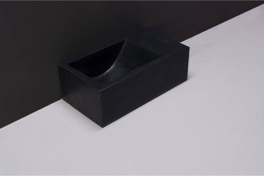 Forzalaqua Fontein Venetia XS Graniet Gezoet Zonder Kraangat Rechts 29x16x10 cm
