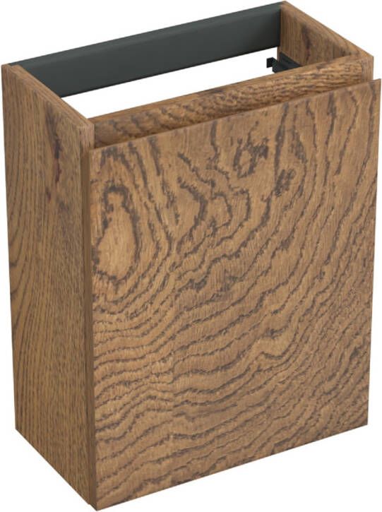 Forzalaqua Thebalux Siena fonteinonderkast 39.5x21.5x50cm 1 draaideur links Massief Eiken Castle Brown 8005025