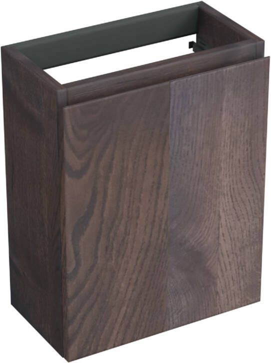Forzalaqua Thebalux Siena fonteinonderkast 39.5x21.5x50cm 1 draaideur rechts Massief Eiken Charcoal 8005007