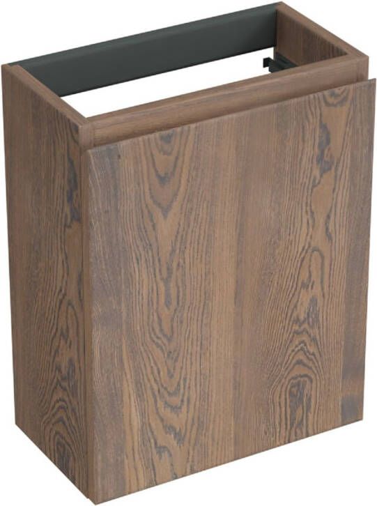 Forzalaqua Thebalux Siena fonteinonderkast 39.5x21.5x50cm 1 draaideur rechts Massief Eiken Havanna 8005019