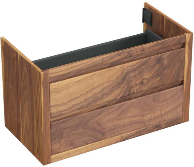 Forzalaqua Gela 2.0 wastafelonderkast 100x51x60cm met 2 softclose greeploze lades Massief Eiken Pure Walnut 8070400