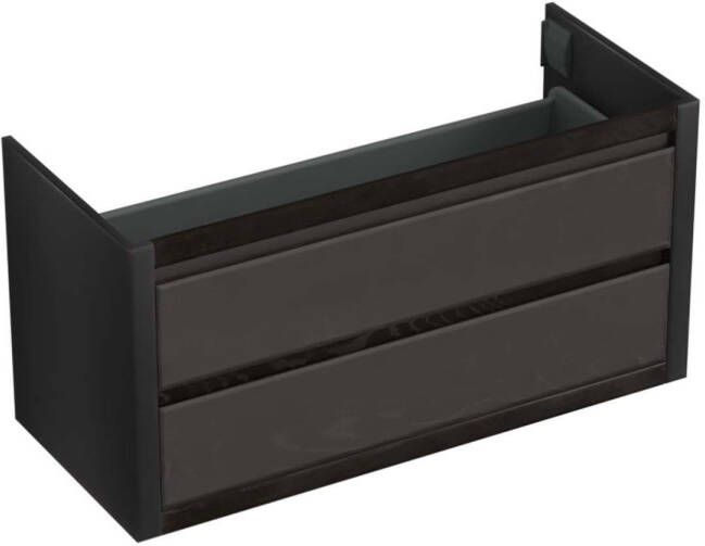 Forzalaqua Gela 2.0 wastafelonderkast 120x51x60cm met 2 softclose greeploze lades Massief Eiken Black oiled 8070110