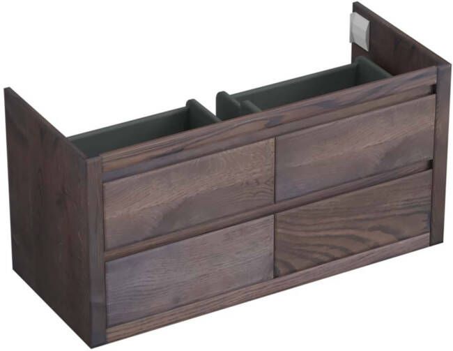 Forzalaqua Gela 2.0 wastafelonderkast 120x51x60cm met 4 softclose greeploze lades Massief Eiken Charcoal 8072120