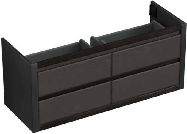 Forzalaqua Gela 2.0 wastafelonderkast 140x51x60cm met 4 softclose greeploze lades Massief Eiken Black oiled 8070120