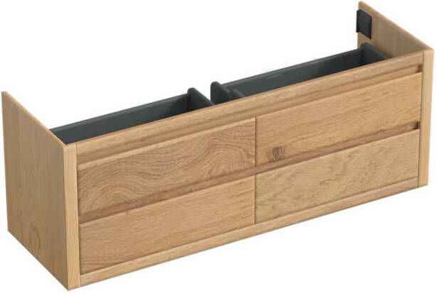 Forzalaqua Gela 2.0 wastafelonderkast 160x51x60cm met 4 softclose greeploze lades Massief Eiken Smoke 8071845