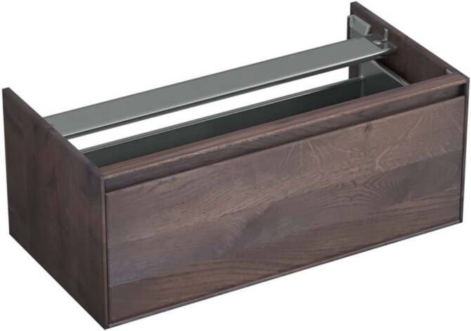 Forzalaqua Reno 2.0 wastafelonderkast 100x51x40cm met 1 softclose greeploze lade Massief Eiken Charcoal 8072205