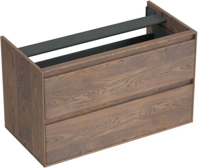 Forzalaqua Reno 2.0 wastafelonderkast 100x51x60cm met 2 softclose greeploze lades Massief Eiken Havanna 8071385
