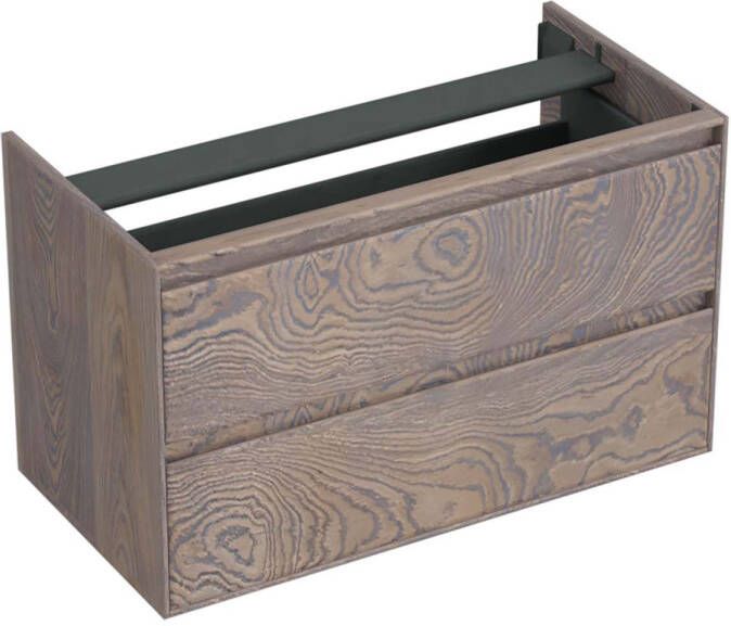 Forzalaqua Reno 2.0 wastafelonderkast 100x51x60cm met 2 softclose greeploze lades Massief Eiken Silver Grey 8071670
