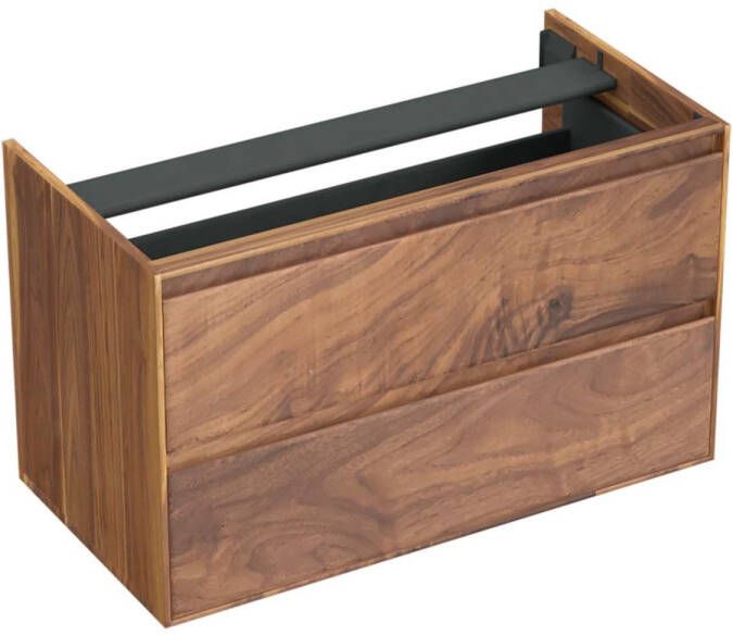 Forzalaqua Reno 2.0 wastafelonderkast 100x51x60cm met 2 softclose greeploze lades Massief Eiken Pure Walnut 8070530