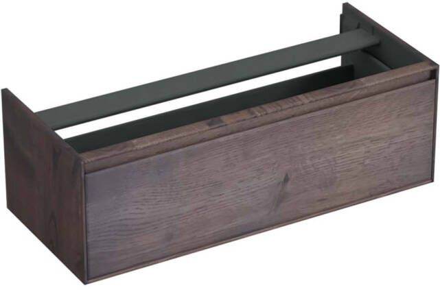 Forzalaqua Reno 2.0 wastafelonderkast 120x51x40cm met 1 softclose greeploze lade Massief Eiken Charcoal 8072210