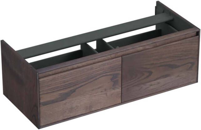 Forzalaqua Reno 2.0 wastafelonderkast 120x51x40cm met 2 softclose greeploze lades Massief Eiken Charcoal 8072215