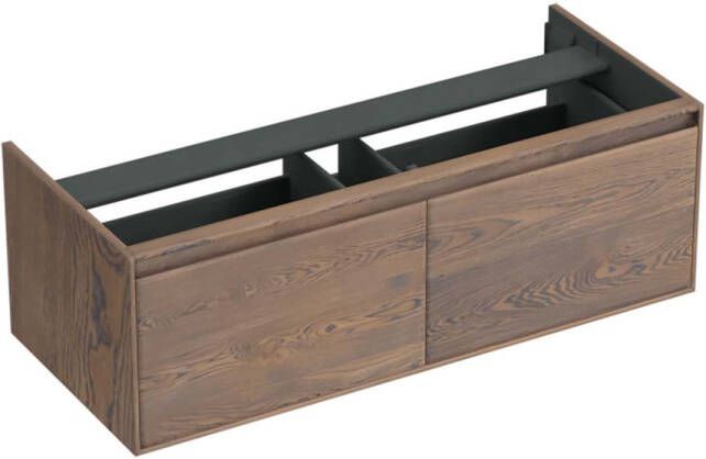 Forzalaqua Reno 2.0 wastafelonderkast 120x51x40cm met 2 softclose greeploze lades Massief Eiken Havanna 8071360