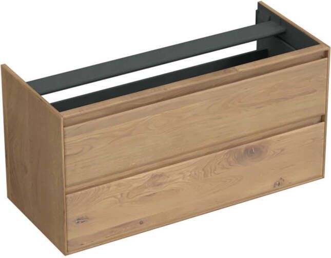 Forzalaqua Reno 2.0 wastafelonderkast 120x51x60cm met 2 softclose greeploze lades Massief Eiken Oyster 8071105