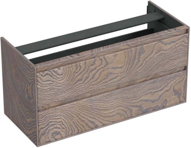 Forzalaqua Reno 2.0 wastafelonderkast 120x51x60cm met 2 softclose greeploze lades Massief Eiken Silver Grey 8071675