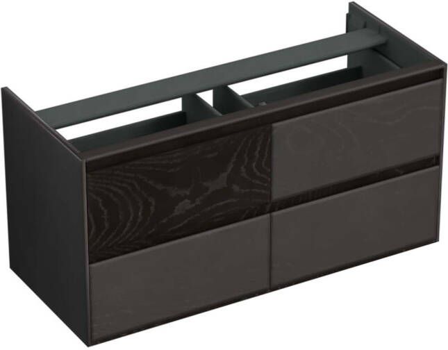 Forzalaqua Reno 2.0 wastafelonderkast 120x51x60cm met 4 softclose greeploze lades Massief Eiken Black oiled 8070245