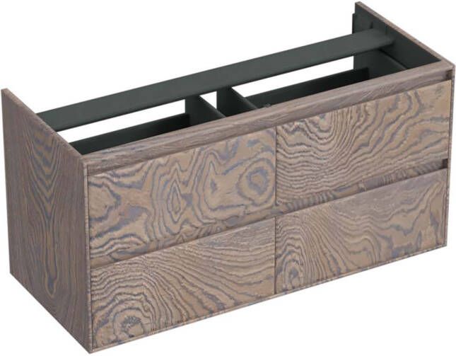 Forzalaqua Reno 2.0 wastafelonderkast 120x51x60cm met 4 softclose greeploze lades Massief Eiken Silver Grey 8071680