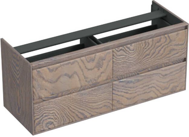 Forzalaqua Reno 2.0 wastafelonderkast 140x51x60cm met 4 softclose greeploze lades Massief Eiken Silver Grey 8071685
