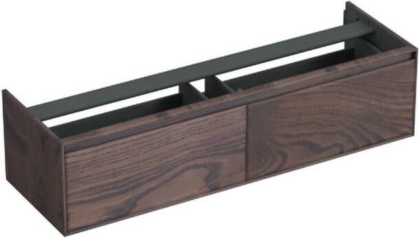 Forzalaqua Reno 2.0 wastafelonderkast 160x51x40cm met 2 softclose greeploze lades Massief Eiken Charcoal 8072225