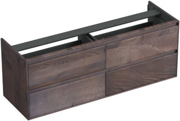 Forzalaqua Reno 2.0 wastafelonderkast 160x51x60cm met 4 softclose greeploze lades Massief Eiken Charcoal 8072260