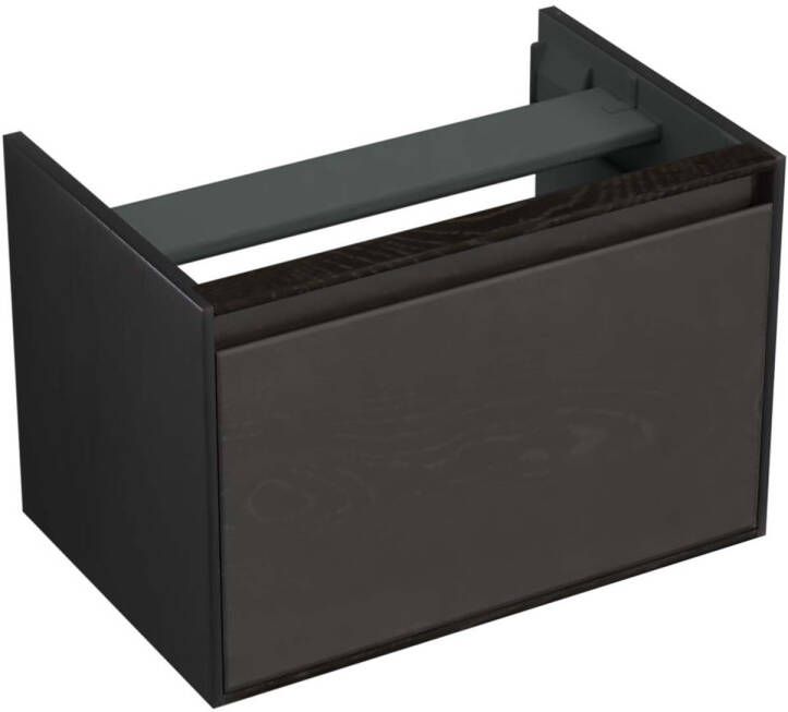 Forzalaqua Reno 2.0 wastafelonderkast 59.5x39.5x40cm met 1 softclose greeploze lade Massief Eiken Black oiled 8070190